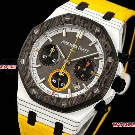 1:1replica watch Diw factory Royal OakAudemars Piguetwhite dialchronograph mechanical front live photo