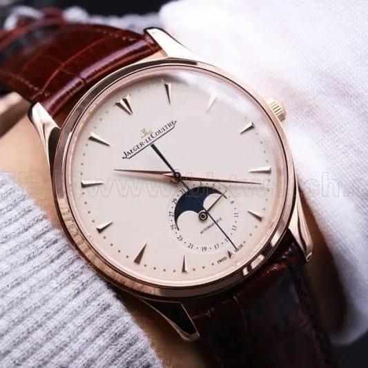 Jaeger-LeCoultre Master Series Moon Phase Ultra-Thin Men's Watch Rose Gold Watch Review | Detailed Photos