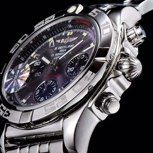 Breitlingtop-tiersuper watch aviation chronograph series AB011011 men's steel bracelet gray plate mechanical watch detail shots