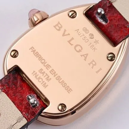 BV factory top-tier watch Bvlgari women's red plate red strap Serpenti series quartzleather strap watch front view
