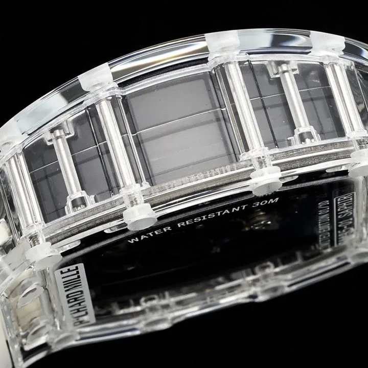 Richard Mille men's top-tier watch transparent hollow plate rubber model RM35-01front live photo