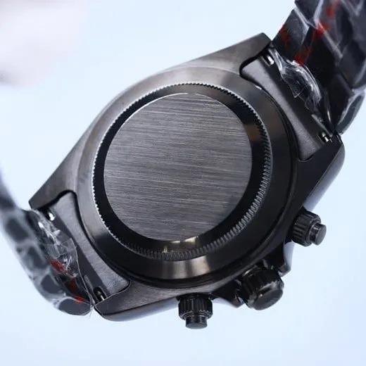 Rolextop-tier automatic multifunctional carbon black Di men's blue dialsteel bracelet mechanical watch front view
