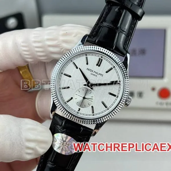 Patek Philippe collectible watch SDF factory classic silver gray plate nail pattern ring 39mmleather strap model front live photo