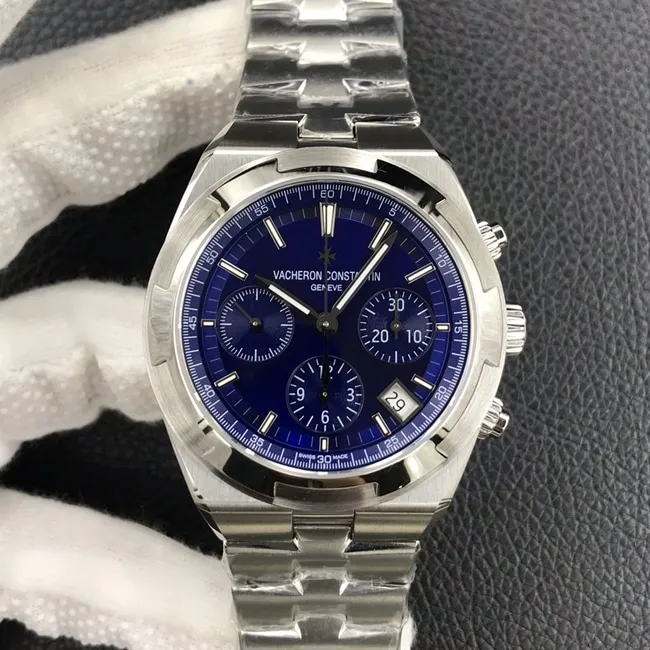 8F factory Vacheron Constantintop-tier watch men's blue dialsteel bracelet Zonghengsihai series 5500V mechanical watch front view
