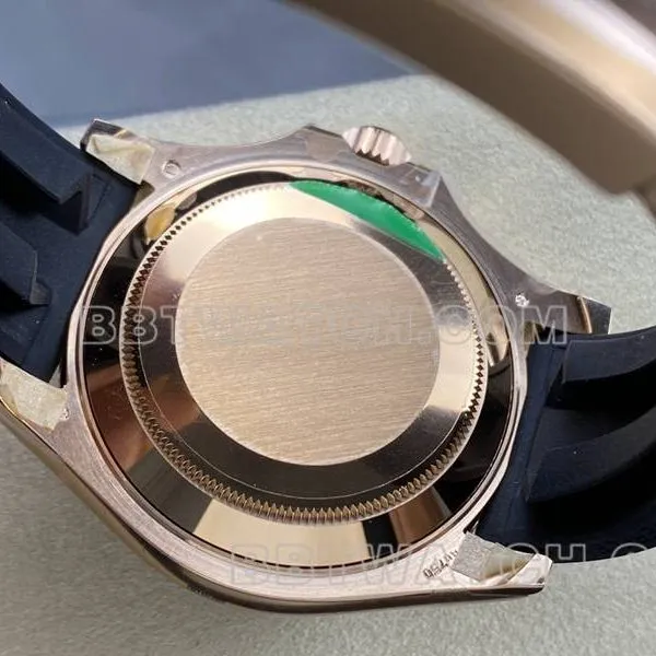 Rolex collectible watch ARF Factory Yacht-Master black dialrose gold case 42mm rubber model front live photo