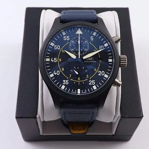 IWC watch pilot series watch TOP GUN naval air combat unit chronograph watch front view