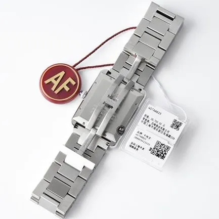 AF Factorytop-tier replicaCartier men's white dialsteel bracelet tank series W5200028 mechanical watch front view