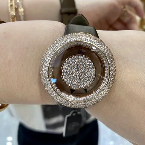 top-tier Jack Bao high-quality women's black dial black belt quartz watch front view