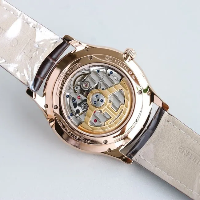 TW factory Jaeger-LeCoultremoon phase watch three major complex functions master series fully automatic movement men's white dial brown belt watch top-tier replicaleather strap front view