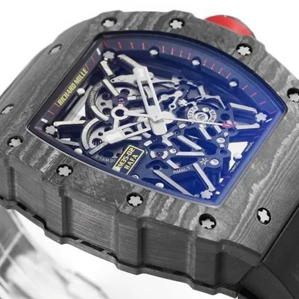ZF FactoryRichard Milletop-tier watch automatic movement men's black dial black rubber strap watch front view