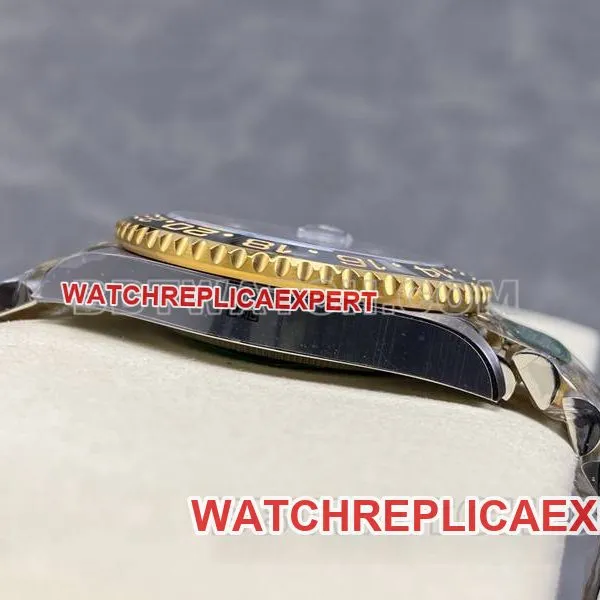 Rolextop-tier watch ARF FactoryGMT-MasterGMTblack dial3285 gold steel bracelet front live photo