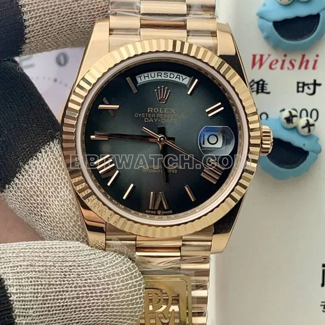 top-tier watch PPM factory gray plate rose goldRolexDay-Date mechanical front live photo