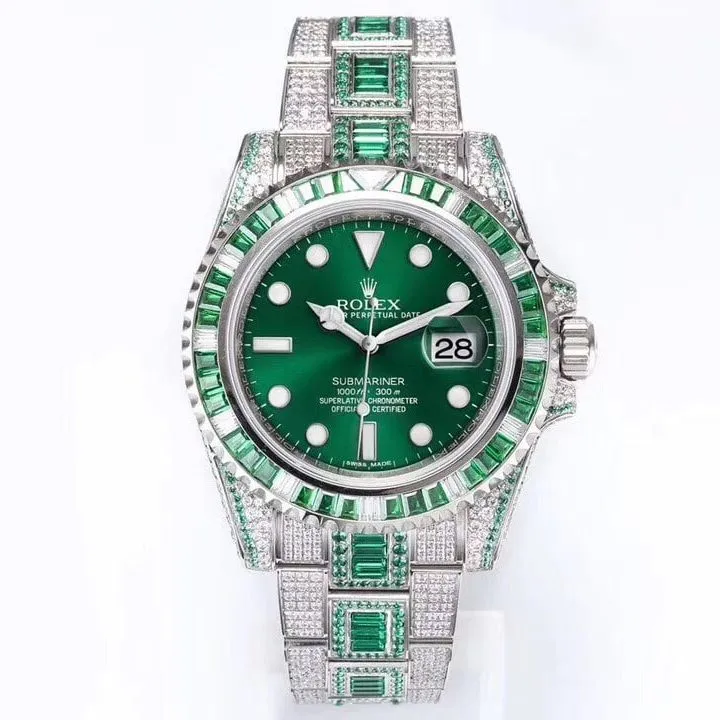 top-tierRolexreplica watch men's green dialsteel bracelet fully automatic movement perfect lume picture