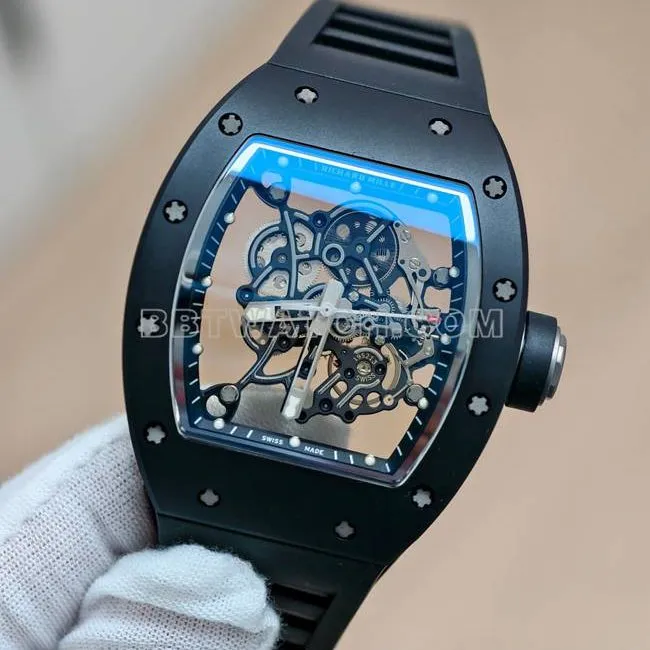 Richard Milletop-tier watch APS factory tourbillon mechanical black ceramic rubber model RM055front live photo