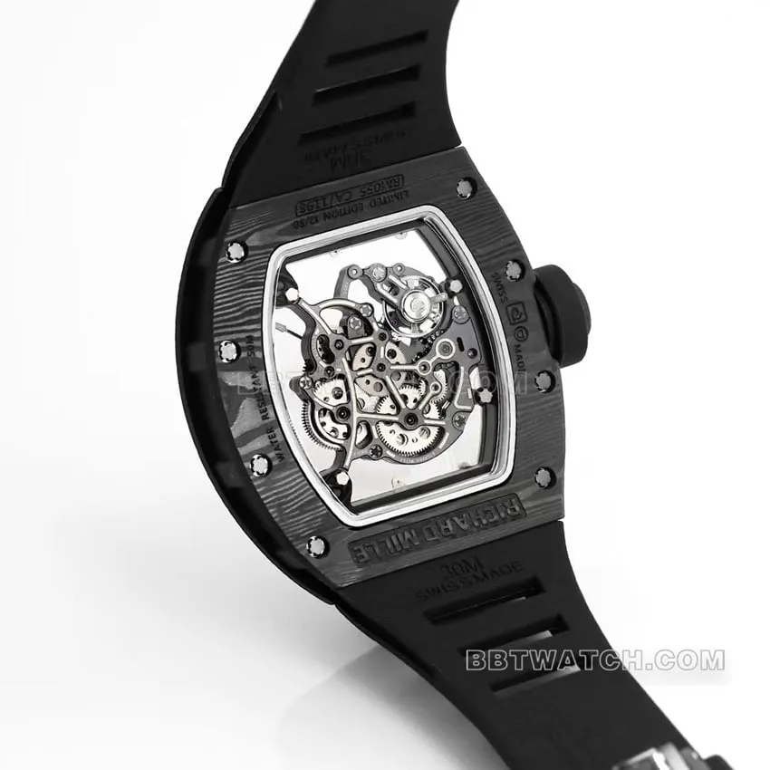 BBR factory Richard Mille men's hollow plate golden inner ring RM055 carbon fiber front live photo
