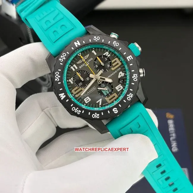 top-tier watch original Breitling professional gray plate blue green bracelet quartz movementfront live photo