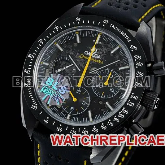 Omegatop-tier watch BLS factory Speedmaster full ceramic yellow needle mechanical rubber model front live photo
