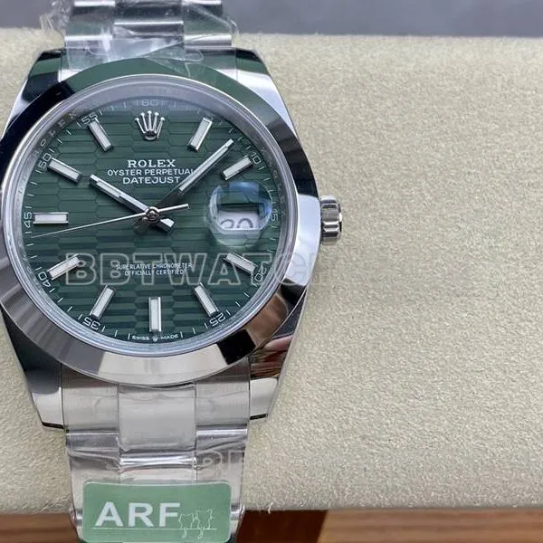 Rolex collectible watch ARF Factory log 41mm aperture green dial3235 steel bracelet front live photo
