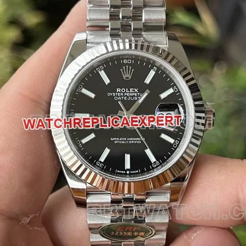 1:1replica watch ERF factory log Rolexblack dial3235 mechanical 41mmfront live photo