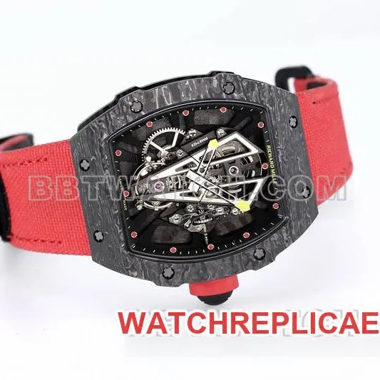 Richard Mille1:1replica watch BBS factory tourbillon mechanical red rubber woven Velcro bracelet braceletRM27-03side live photo