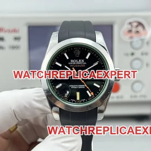 collectible watch magnetic type VS FactoryRolexblack dial green glass front live photo