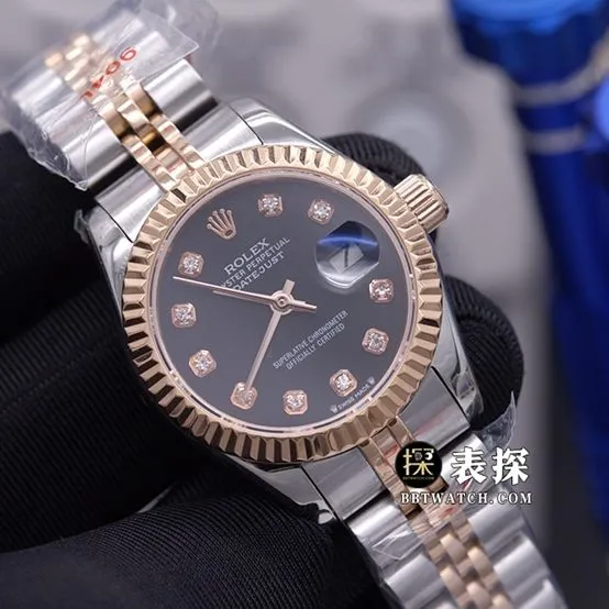 EW FactoryDatejustRolex1:1replica watch black dial gold steel bracelet model m126231-0019front live photo