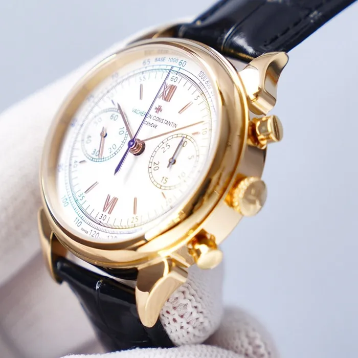 top-tier watch Vacheron Constantin men's white dial1955 series leather strap watch movement picture front view
