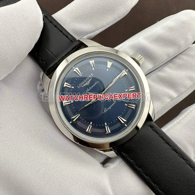 AF FactoryLongines Concast stop-tier 1:1high-quality replicablue dialleather strap front live photo