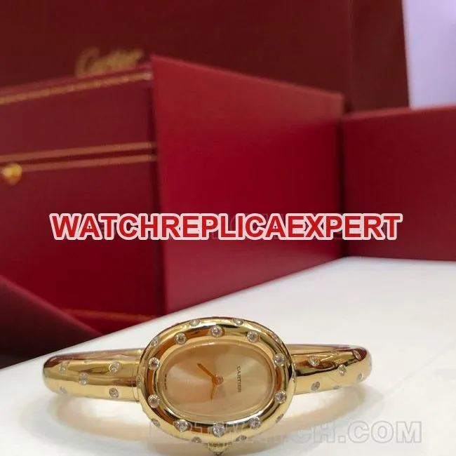 Top- watch BBA factory bathtub Cartier gold dial Moissan diamond British movement front actual photo