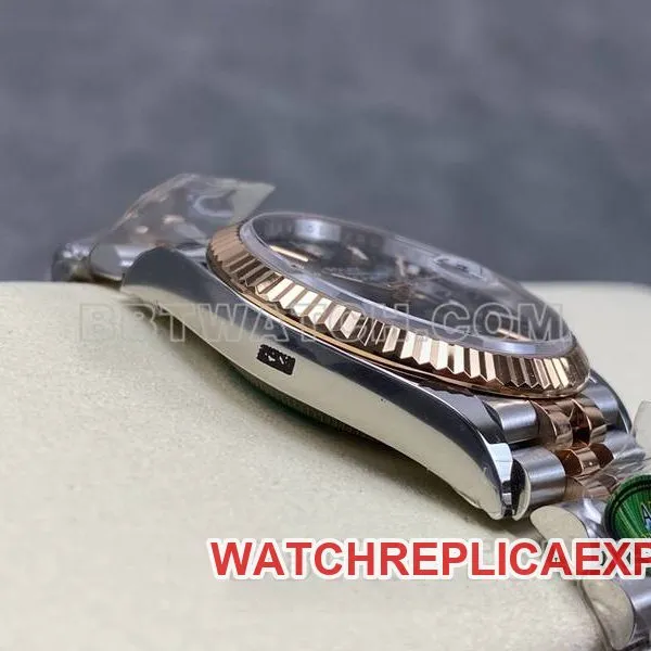Rolex watch ARF FactoryDatejust gray plate 36mm rose goldsteel bracelet front live photo