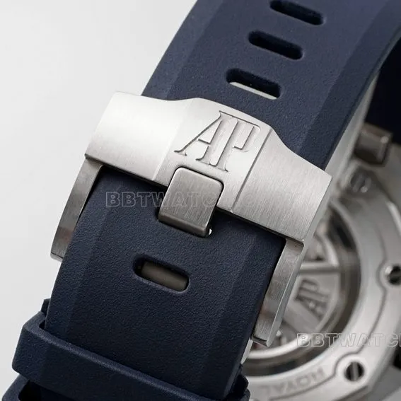 APS factory Audemars PiguetRoyal Oak offshore type 1:1top-tier sea blue dial rubber model 15720ST.OO.A027CA.01front live photo