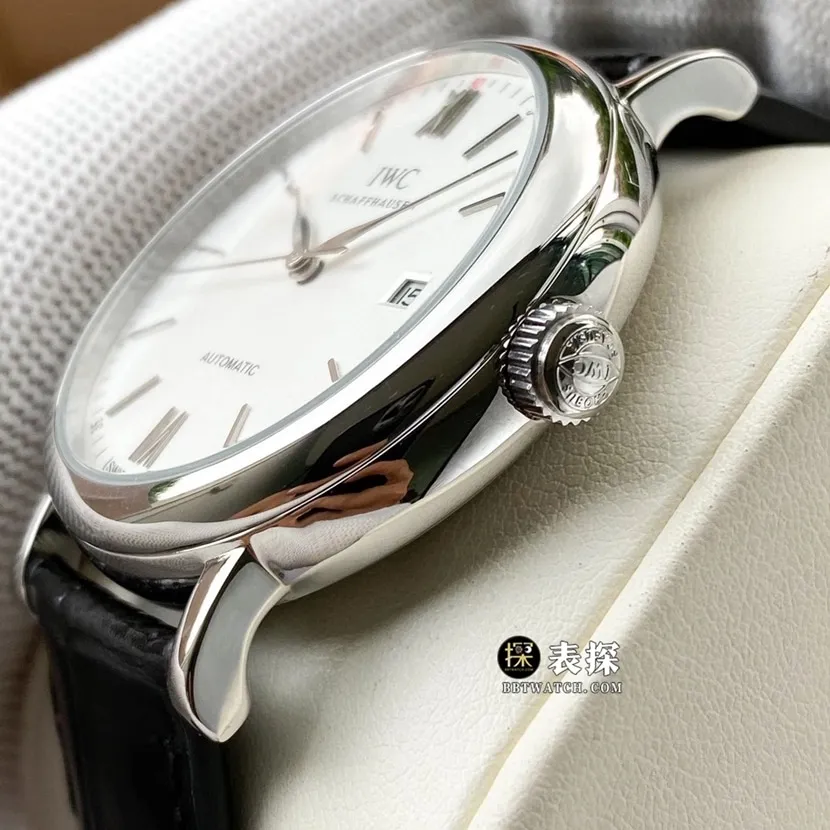 IWC watch Portofino top-tier high-quality watch men's silver white leather strap model pictures and prices braceletlive photos