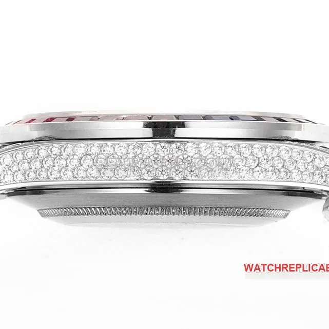 MS factory Rolex log 1:1super clone2024 new full diamond plate color Middle Eastern digital time scale side live photo