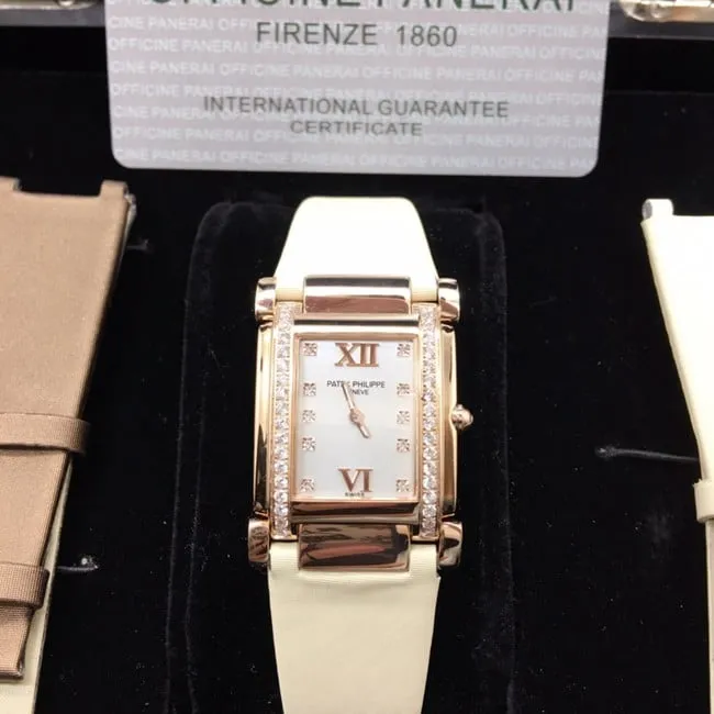 AW factory real diamond replicaPatek Philippewhite dial leucorrhea ladies' watch front view