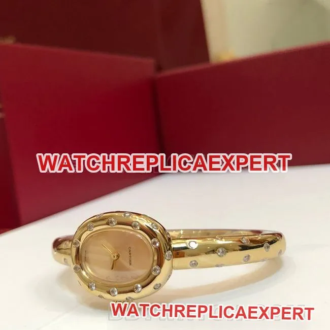 Top- watch BBA factory bathtub Cartier gold dial Moissan diamond British movement front actual photo