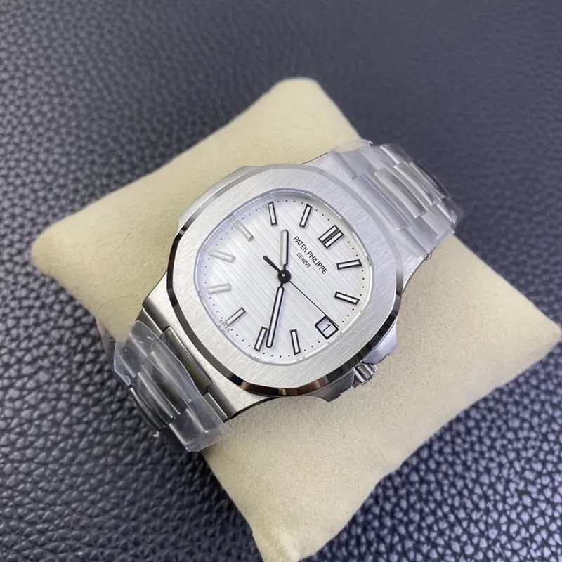 3K Factory Top Patek Philippe collectible watches Nautilus 324SC Ultra-thin Mechanical White Steel White Plate Front View