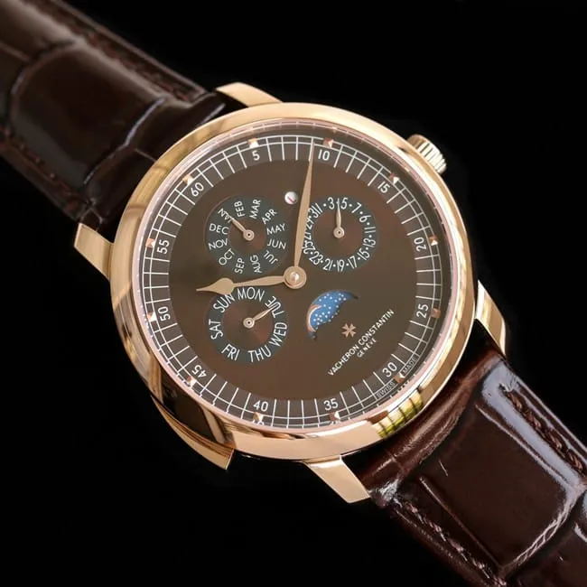 top-tier watch Vacheron Constantin men's brown plate brown belt Loft Craftsman series leather strap watch front view