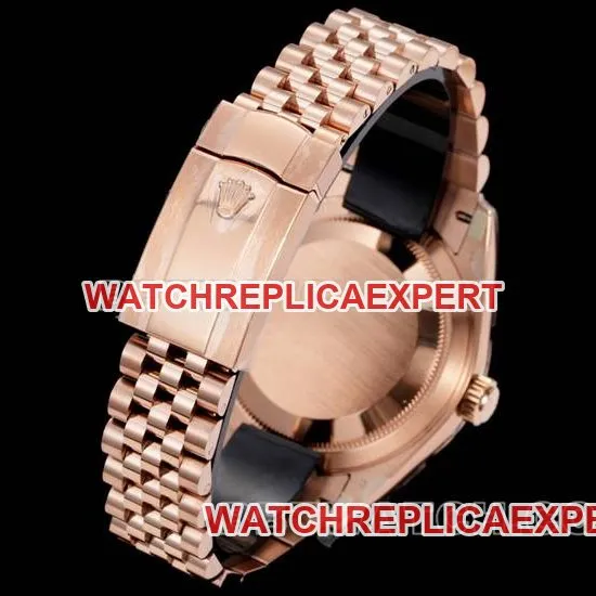 watch AR+ factory pilot rolexwhite dial mechanical rose gold steel braceletfront live photo