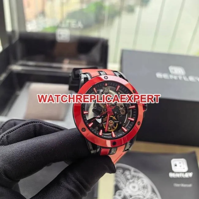 collectible watch Bentley BL-62 peak red rubber braceletfront live photo