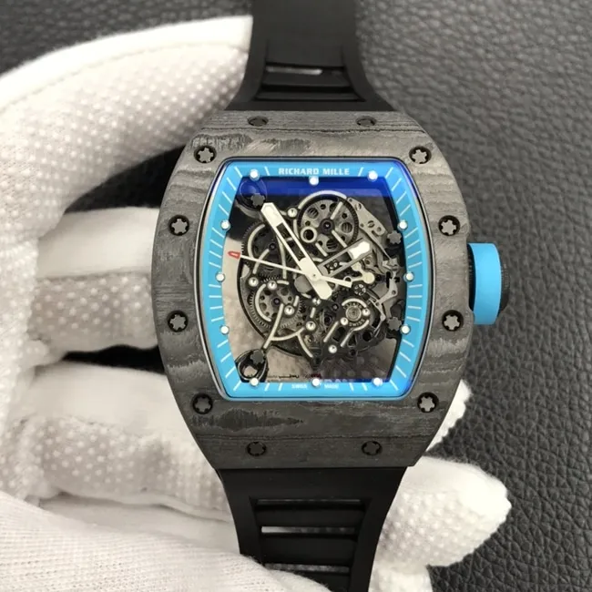 ZFRichard Milletop-tier watch men's black dial black rubber strap global limited edition automatic movement watch front view