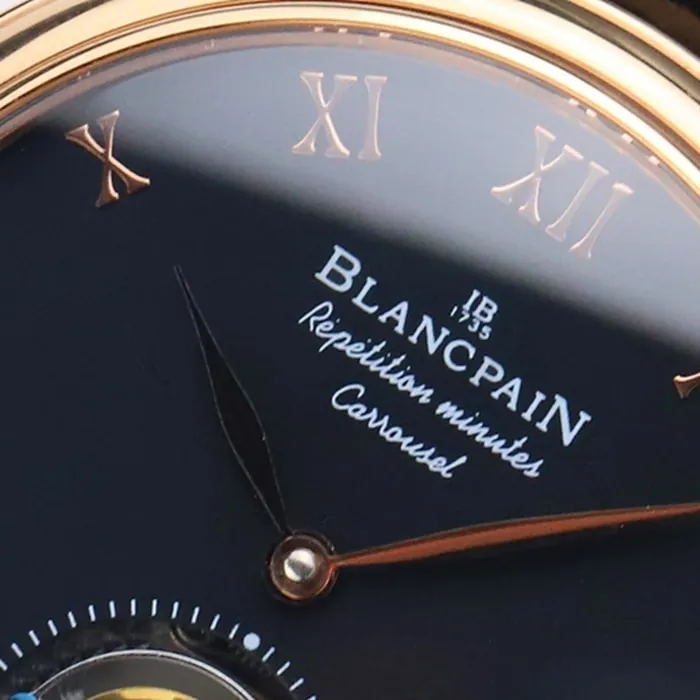 Top-tier watch Blancpain men's black dial Art Master series leather strap watch front view