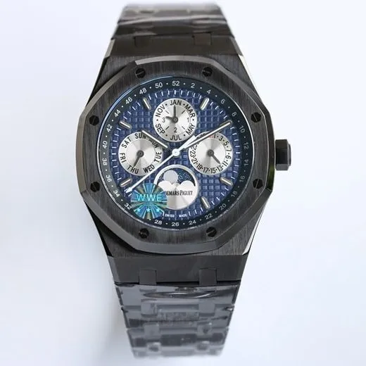 WWE factory Audemars Piguettop-tier watch men's blue dialsteel bracelet mechanical Royal Oak26574ST series watch front view