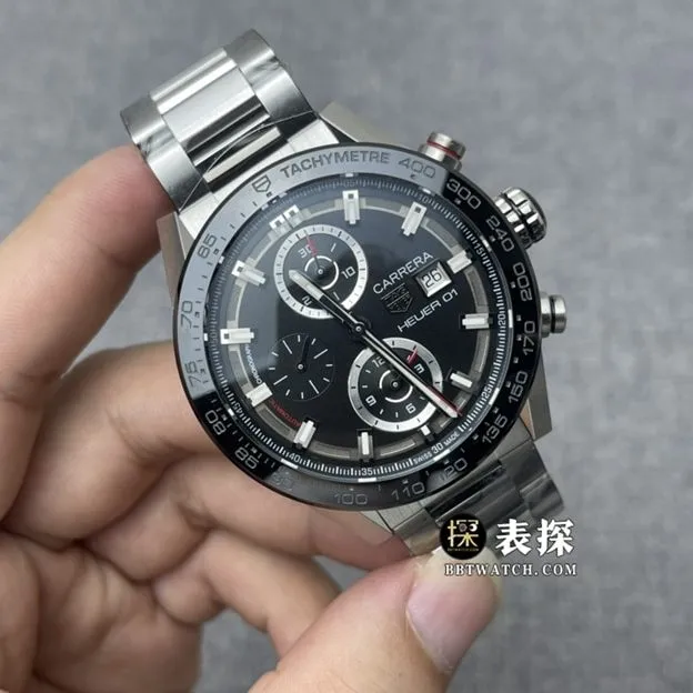XF factory TAG Heuer Carrera watch men's black panda steel bracelet model pictures and prices front live photo