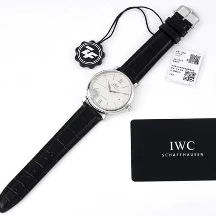 ZF Factorytop-tier watch IWC white dial black belt Portofino series leather strap automatic movement watch front view