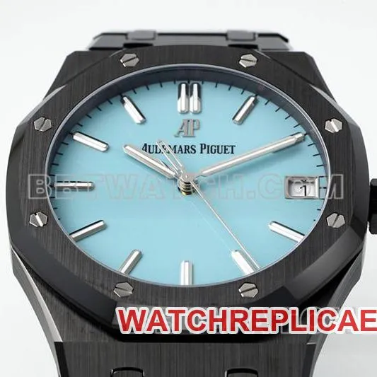 Audemars Piguet watch APS factory Royal Oakblue dialceramicsteel bracelet model 15500front live photo