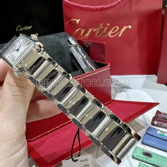 watch tank DR factory Cartier silver white dialquartz steel braceletfront live photo
