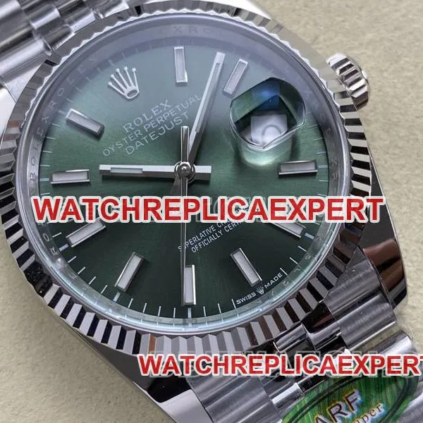 Rolex collectible watch ARF FactoryDatejustgreen dial36mmsteel bracelet front live photo