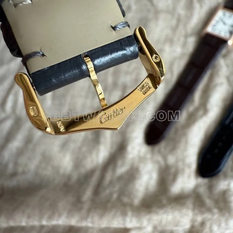 Cartier1:1replica watch F1 factory tank white dialyellow gold case 2899MCmovementleather strap model clasplive photos