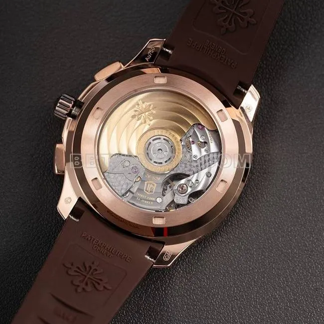 collectible watch PPM factory Patek PhilippeAquanaut mechanical brown rubber braceletfront live photo