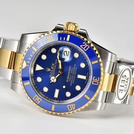 CLEAN FactoryRolextop-tierhigh-quality watch blue dial gold belt v4 latest version 18k mechanical watch front view
